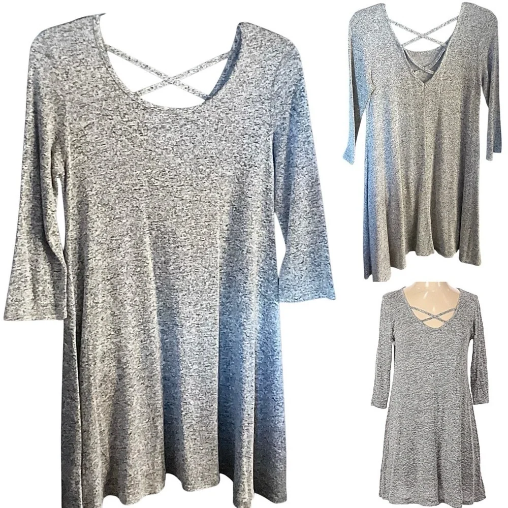 Pinc Swing Dress / Tunic Crisscross Cut Out Back Heathered Gray Women's Size Med